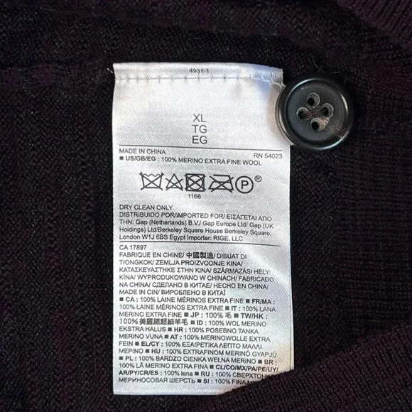 BANANA REPUBLIC Extra Fine Merino Wool Quarter Button Up Pullover Sweater sz XL - Picture 6 of 9